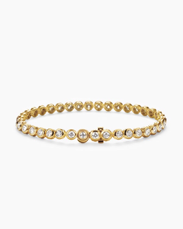 Bezel Set Tennis Bracelet in 18K Yellow Gold, 4.7mm