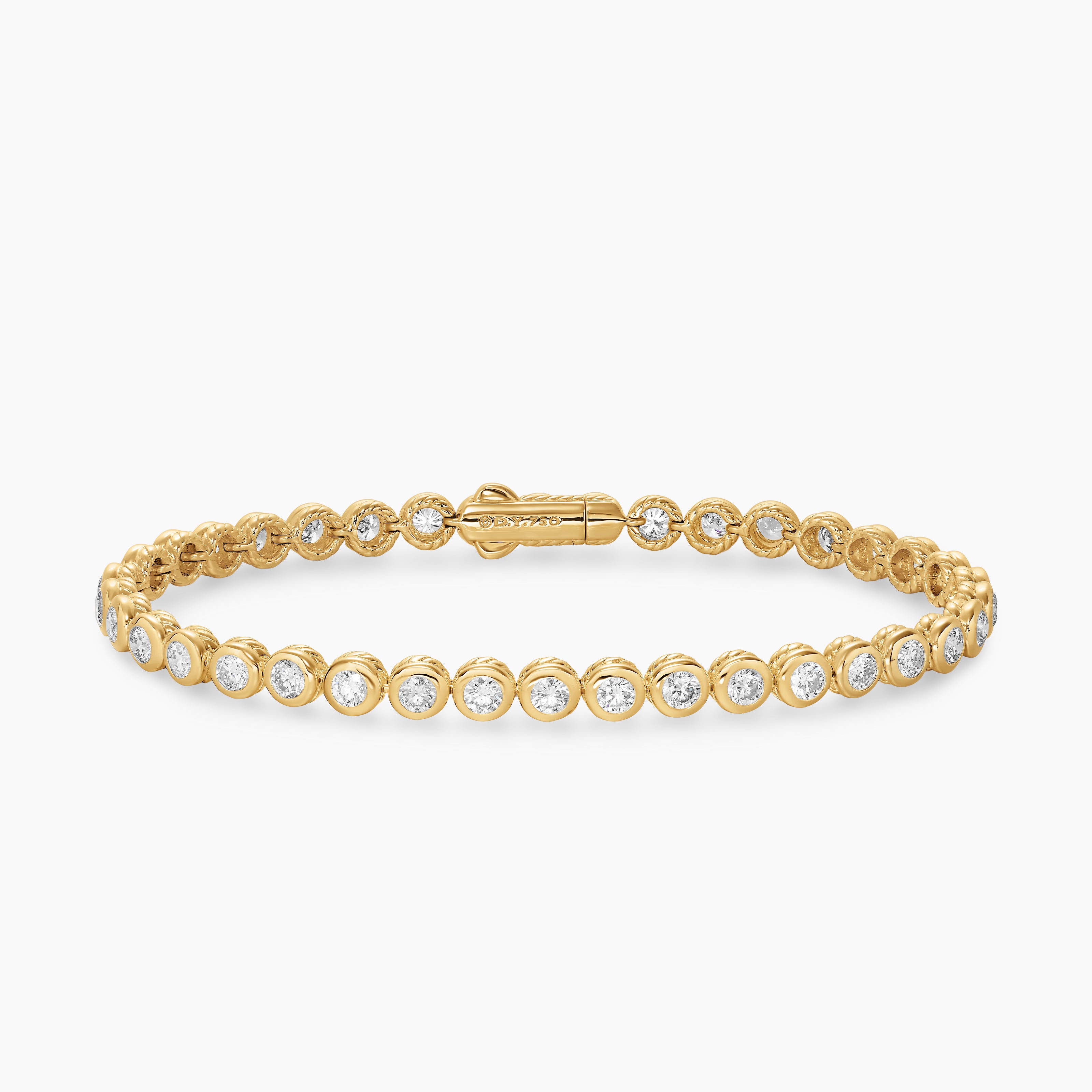Womens Bezel Set Tennis Bracelet in 18K Yellow Gold with Diamonds, 4.7mm