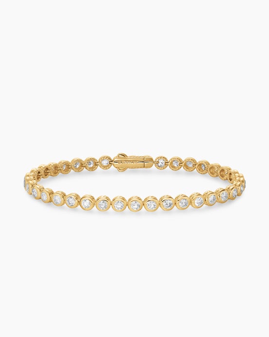 Bezel Set Tennis Bracelet in 18K Yellow Gold with Diamonds, 4.7mm