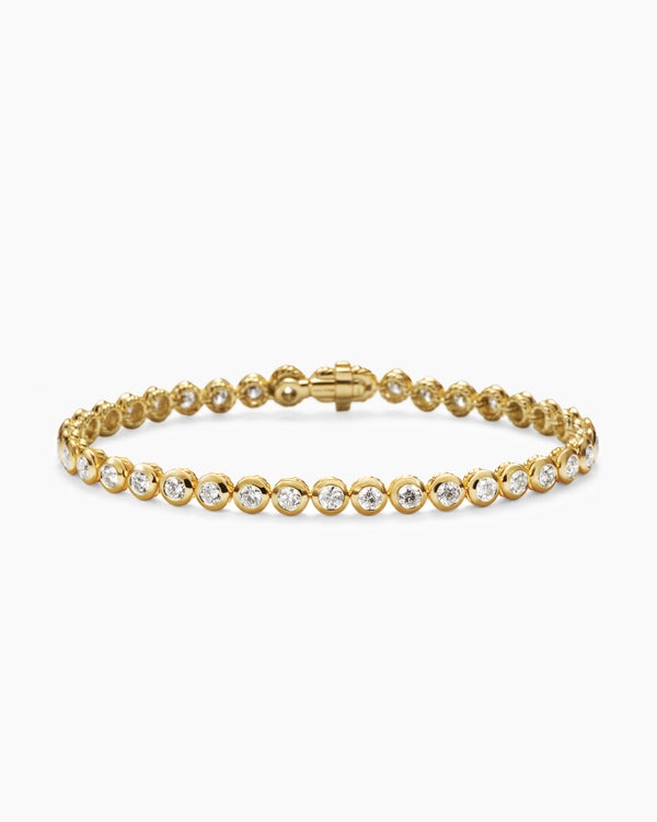 Bezel Set Tennis Bracelet in 18K Yellow Gold, 4.7mm