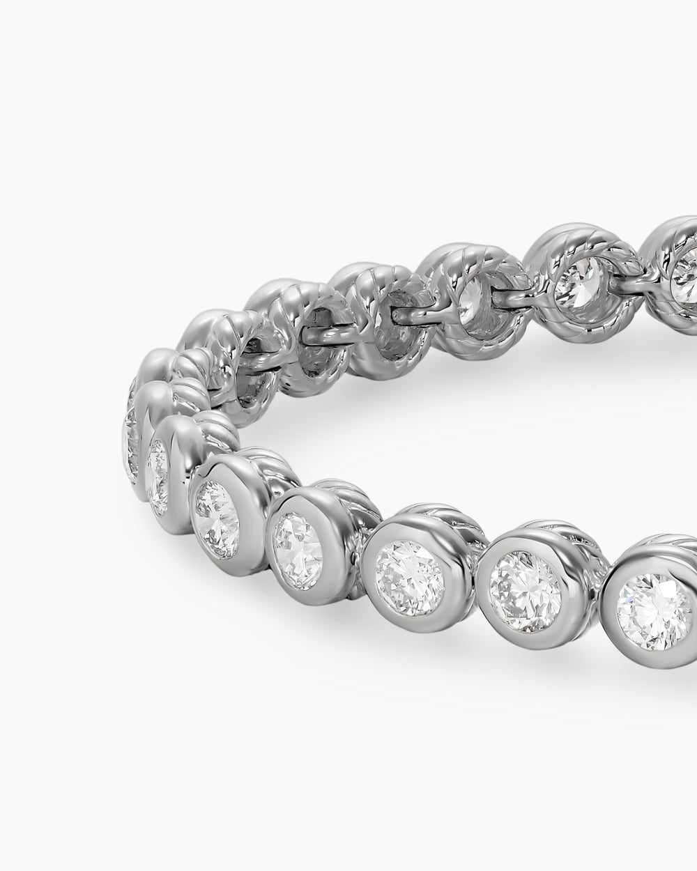 Womens Bezel Set Tennis Bracelet in 18K White Gold with Diamonds, 4.7mm