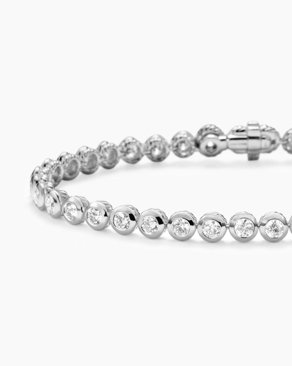 Bezel Set Tennis Bracelet in 18K White Gold, 4.7mm