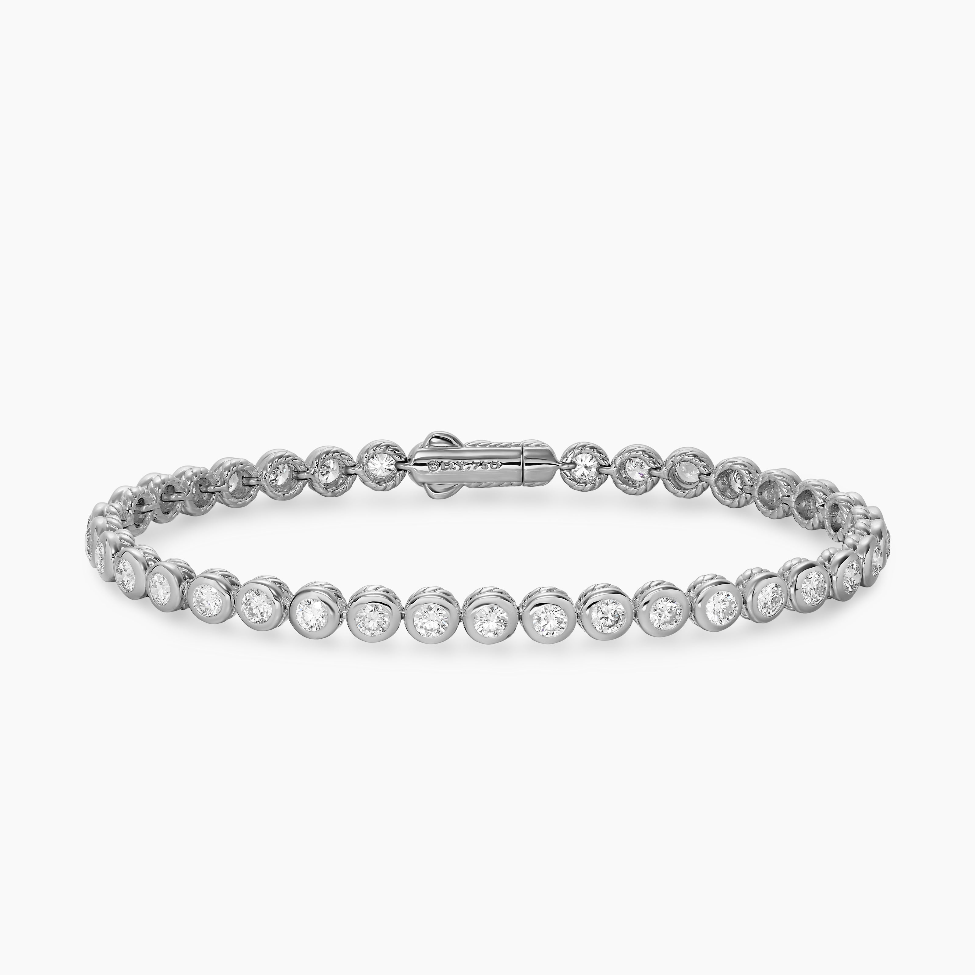 Bracelet Tennis chaton serti en or blanc 18 carats avec diamants, 4,7 mm femme 