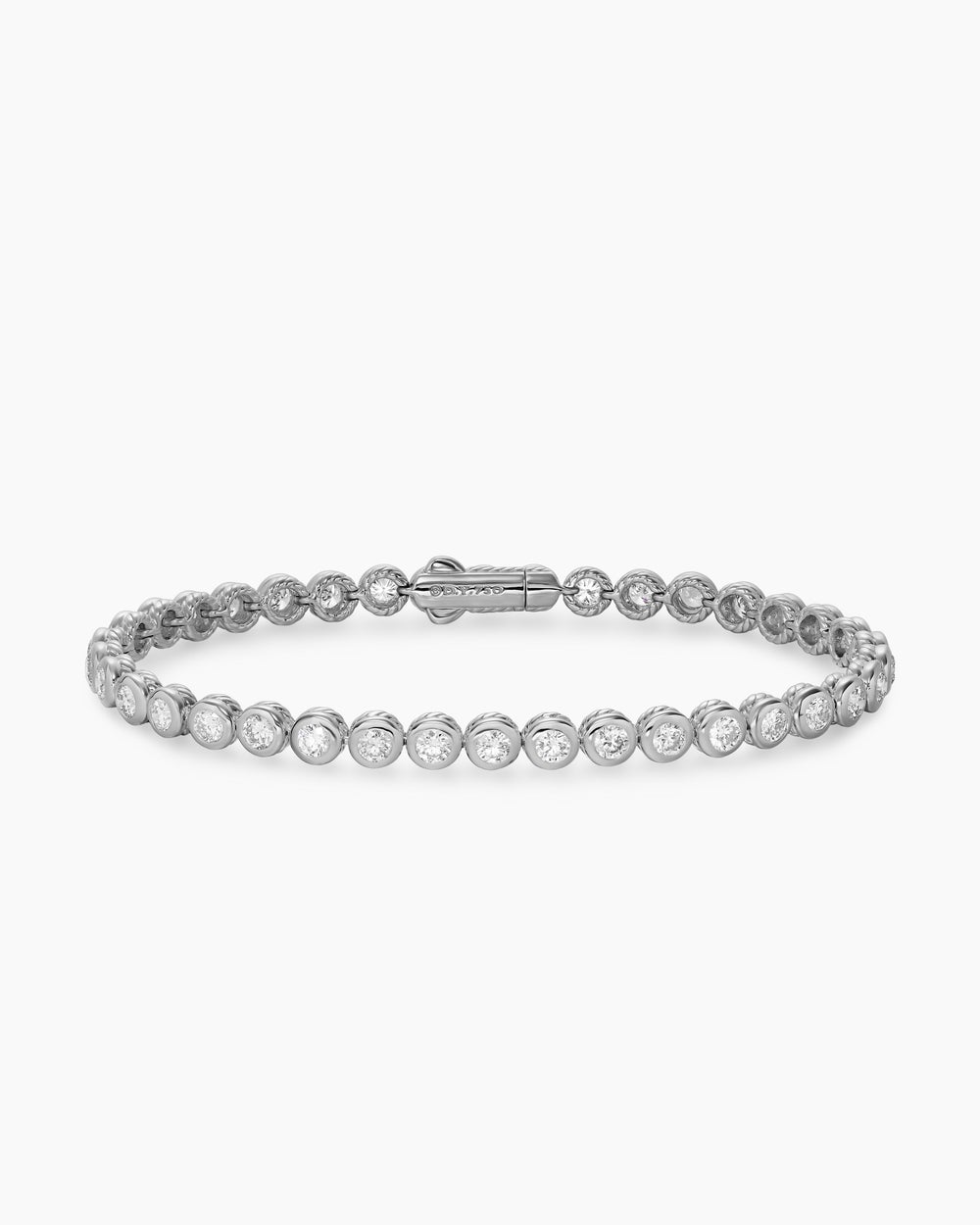 Womens Bezel Set Tennis Bracelet in 18K White Gold with Diamonds, 4.7mm
