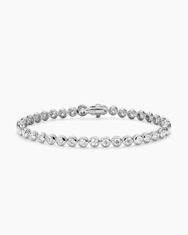 Bezel Set Tennis Bracelet in 18K White Gold, 4.7mm