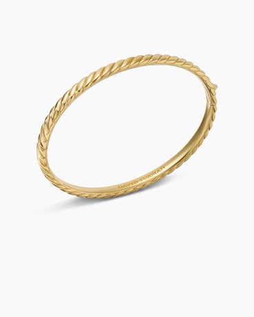 Sculpted Cable Bangle Bracelet in 18K Yellow Gold, 4.6mm