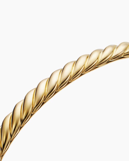 Womens Sculpted Cable Bangle Bracelet in 18K Yellow Gold, 4.6mm