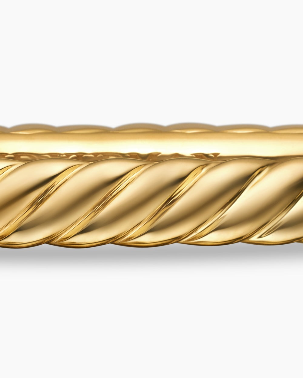 Womens Sculpted Cable Bangle Bracelet in 18K Yellow Gold, 4.6mm