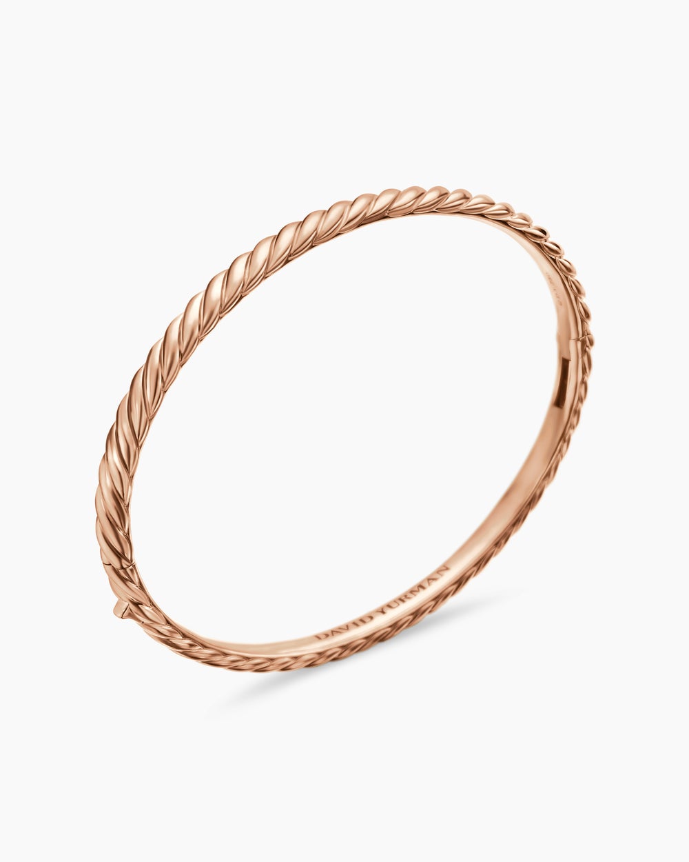 Womens Sculpted Cable Bangle Bracelet in 18ct Rose Gold, 4.6mm
