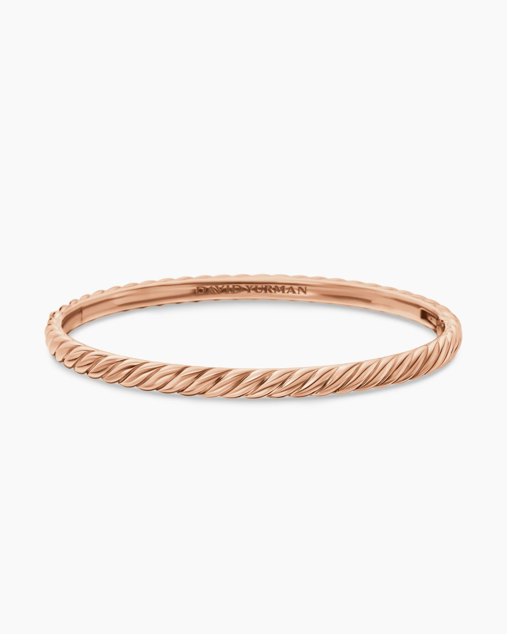 Womens Sculpted Cable Bangle Bracelet in 18ct Rose Gold, 4.6mm