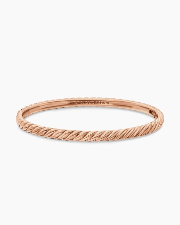 Sculpted Cable Bangle Bracelet in 18K Rose Gold, 4.6mm