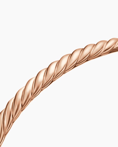 Womens Sculpted Cable Bangle Bracelet in 18K Rose Gold, 4.6mm