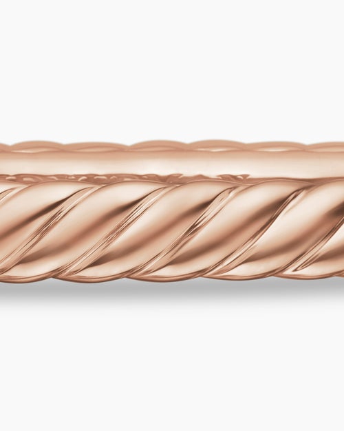 Womens Sculpted Cable Bangle Bracelet in 18K Rose Gold, 4.6mm