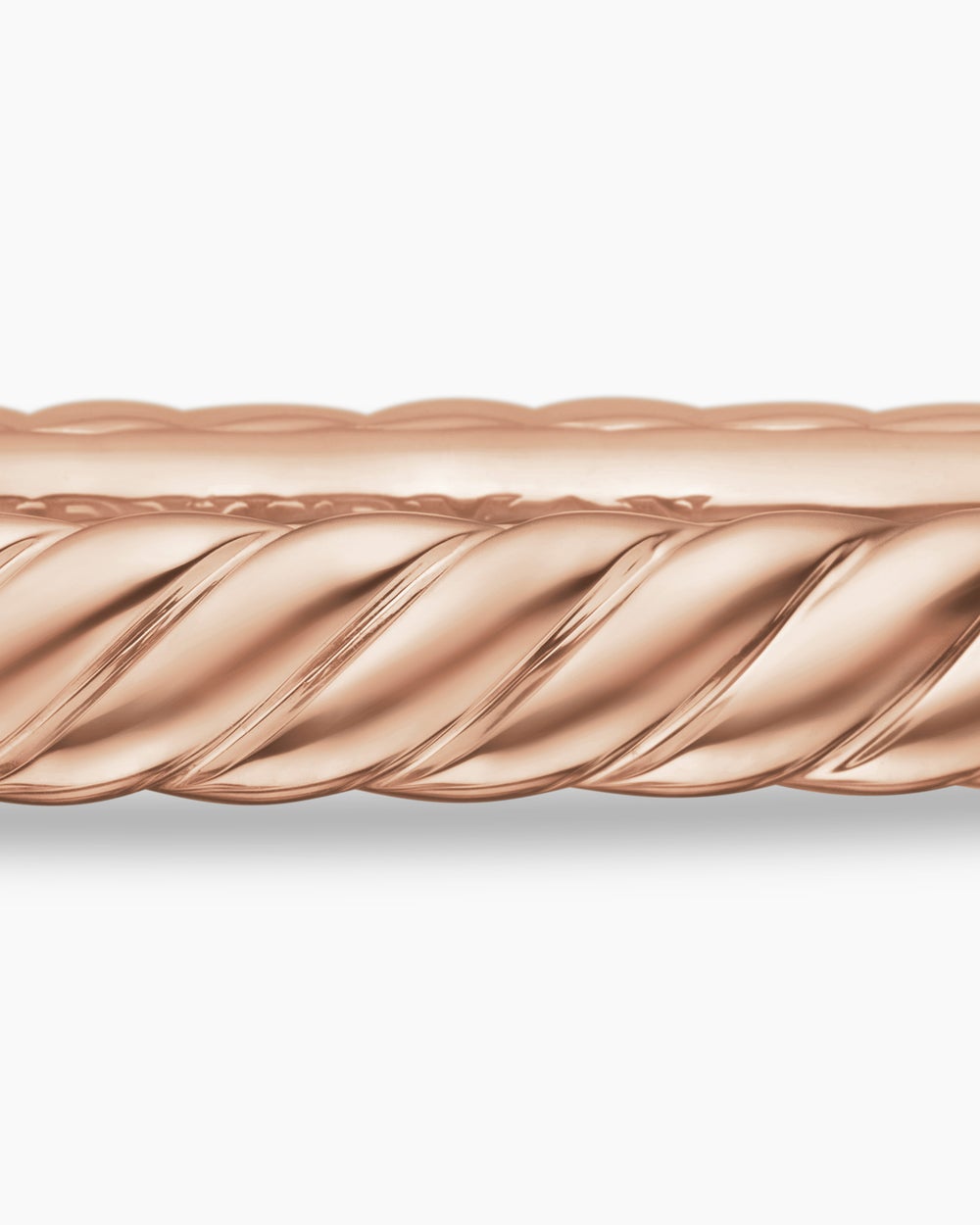 Womens Sculpted Cable Bangle Bracelet in 18ct Rose Gold, 4.6mm