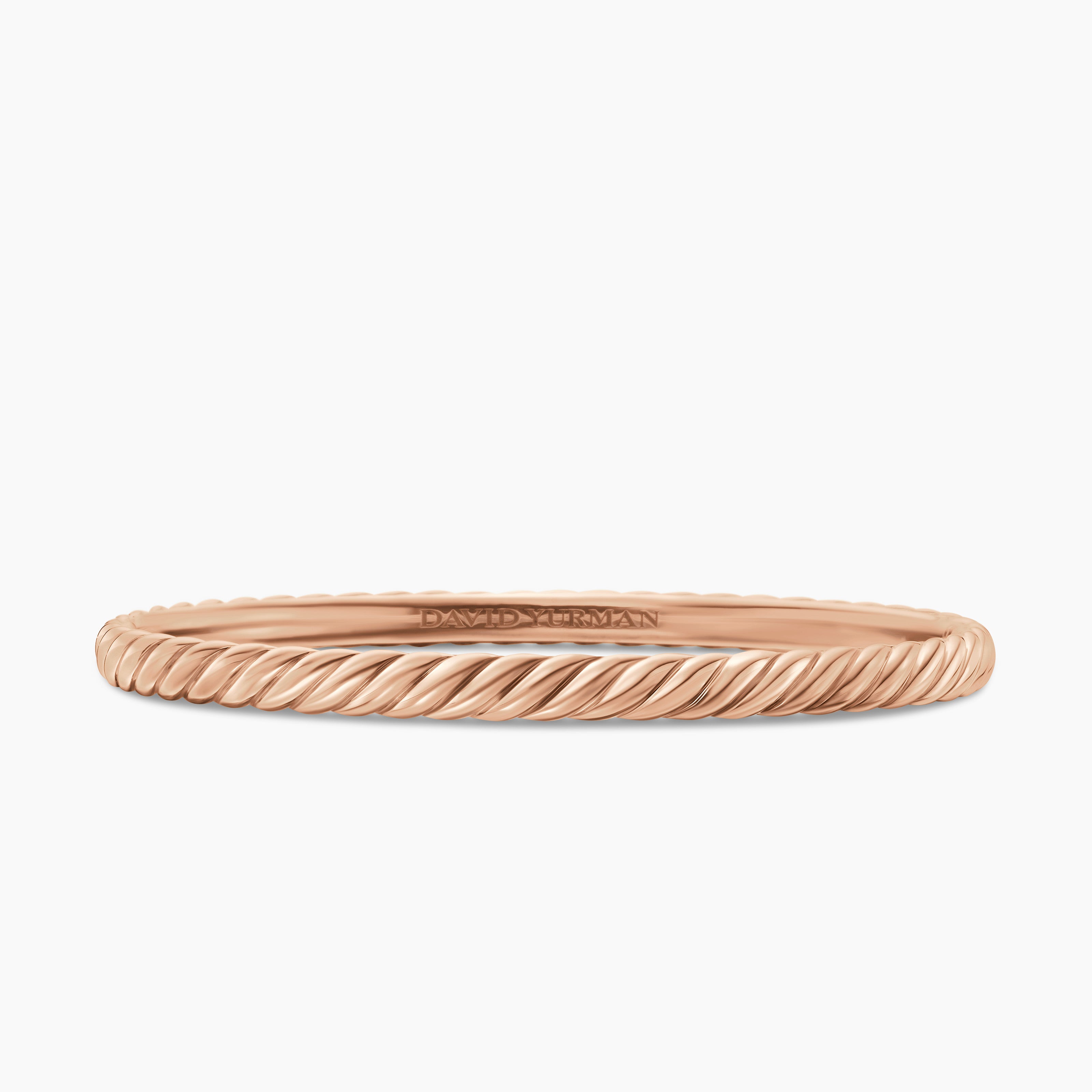 Womens Sculpted Cable Bangle Bracelet in 18K Rose Gold, 4.6mm