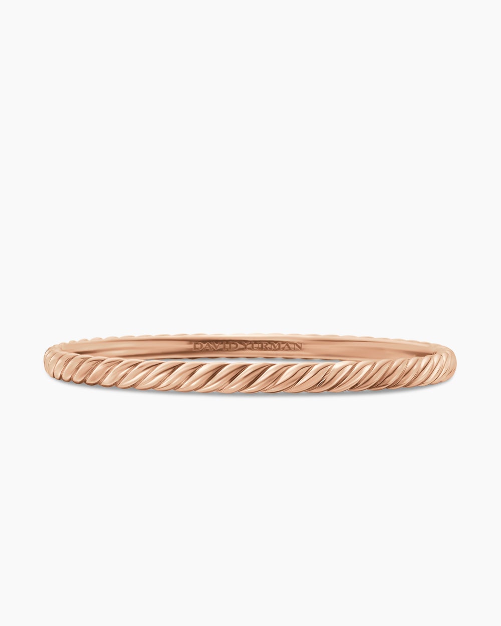 Womens Sculpted Cable Bangle Bracelet in 18ct Rose Gold, 4.6mm