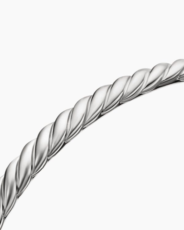 Sculpted Cable Bangle Bracelet in 18K White Gold, 4.6mm