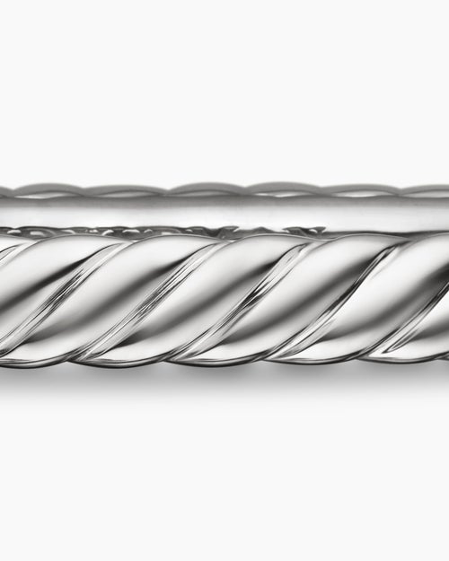 Womens Sculpted Cable Bangle Bracelet in 18K White Gold, 4.6mm