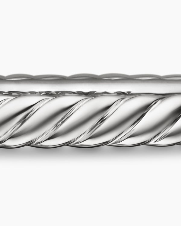 Sculpted Cable Bangle Bracelet in 18K White Gold, 4.6mm