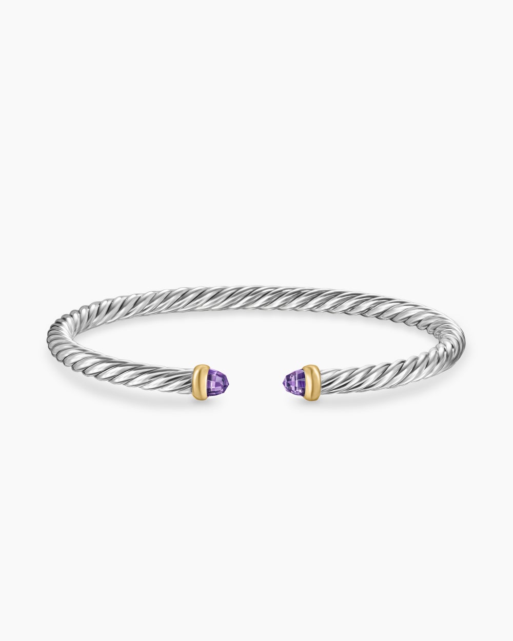 Bracelet Cable Flex en argent massif avec or jaune 14 carats, 4 mm femme