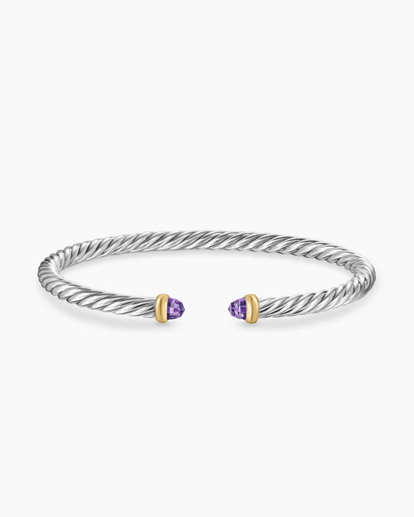Bracelet Cable Flex en argent massif avec or jaune 14 carats, 4 mm
