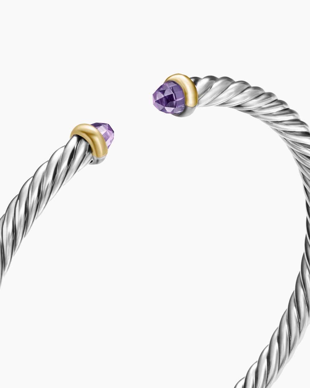 Bracelet Cable Flex en argent massif avec or jaune 14 carats, 4 mm femme