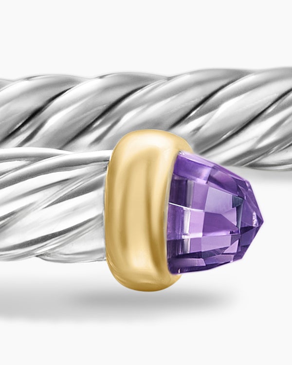 Bracelet Cable Flex en argent massif avec or jaune 14 carats, 4 mm