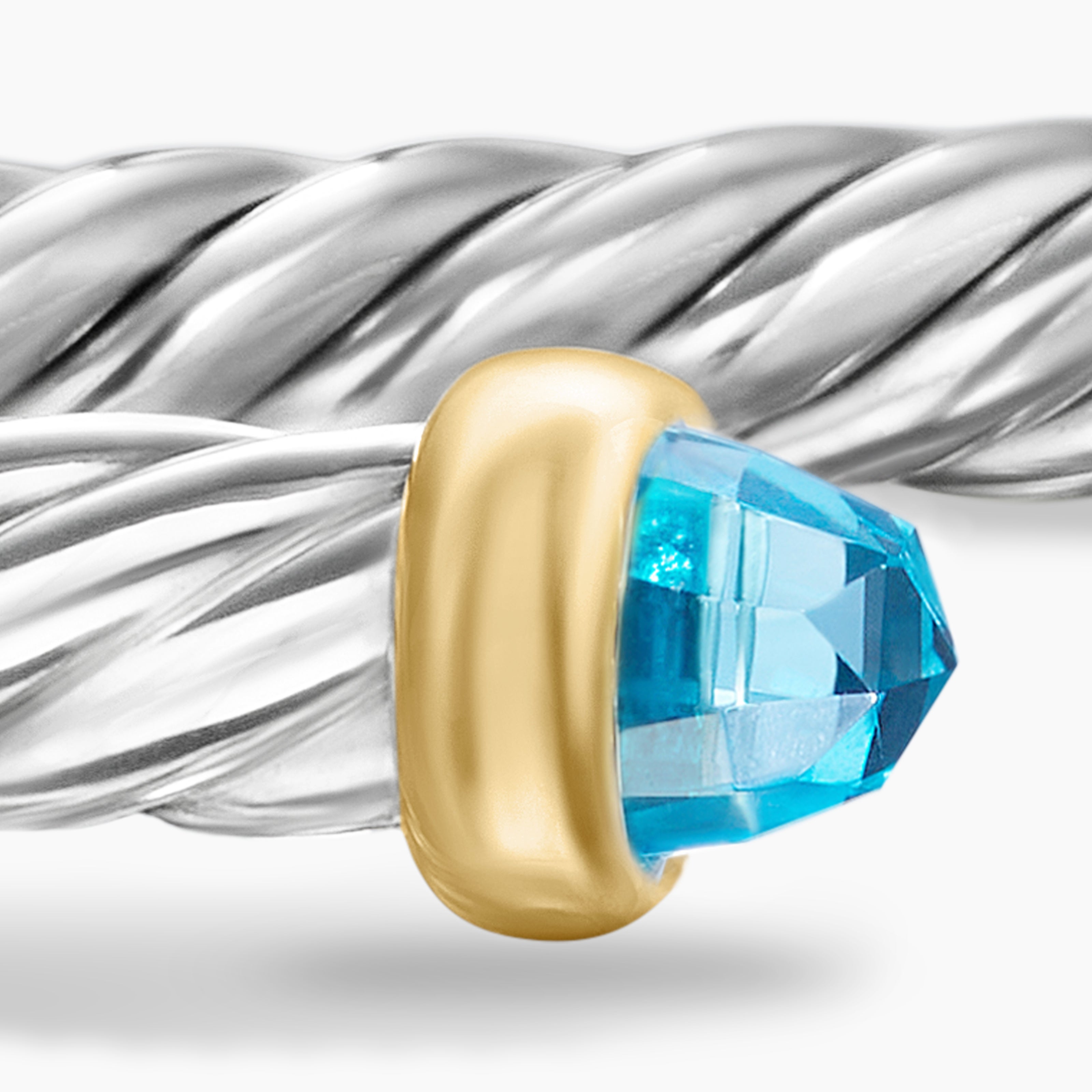 Cable Flex Bracelet in Sterling Silver with 14K Yellow Gold