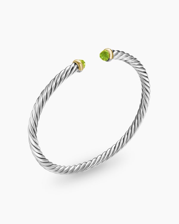 Cable Flex Bracelet in Sterling Silver with 14K Yellow Gold, 4mm