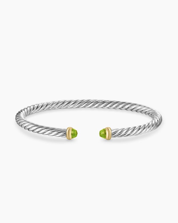 Cable Flex Bracelet in Sterling Silver with 14K Yellow Gold, 4mm