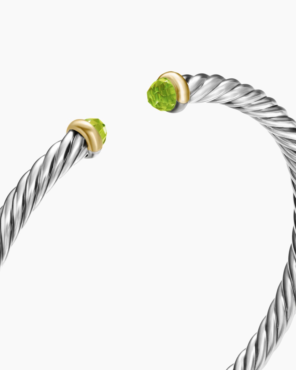 Womens Cable Flex Bracelet in Sterling Silver with 14K Yellow Gold, 4mm