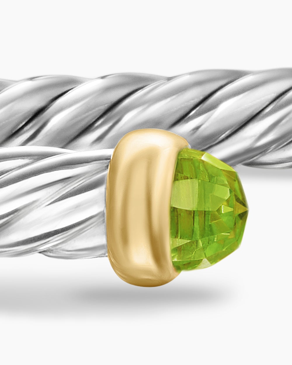 Womens Cable Flex Bracelet in Sterling Silver with 14K Yellow Gold, 4mm
