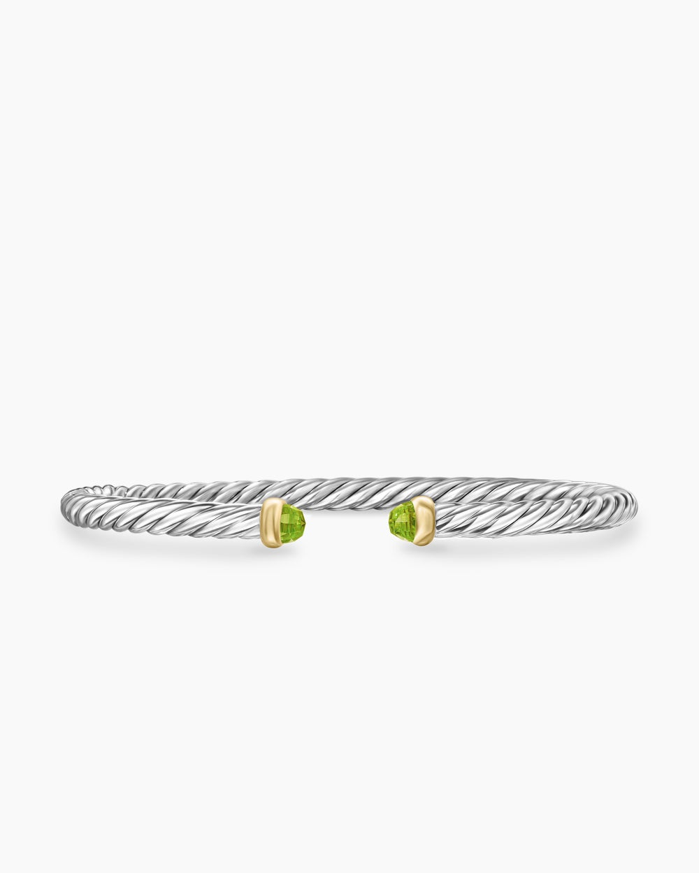 Womens Cable Flex Bracelet in Sterling Silver with 14K Yellow Gold, 4mm