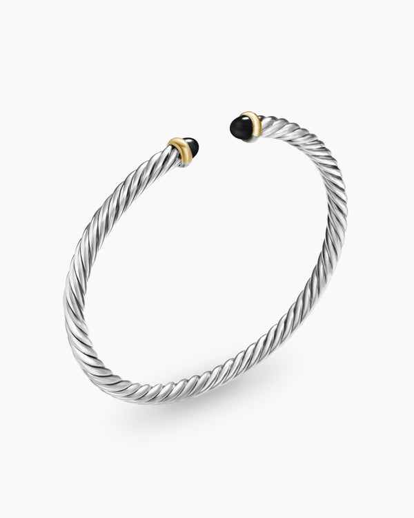 Bracelet Cable Flex en argent massif avec or jaune 14 carats, 4 mm