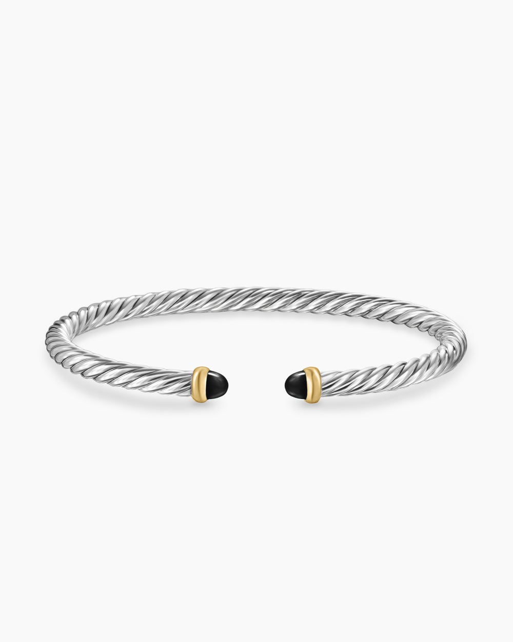 Womens Cable Flex Bracelet in Sterling Silver with 14K Yellow Gold, 4mm