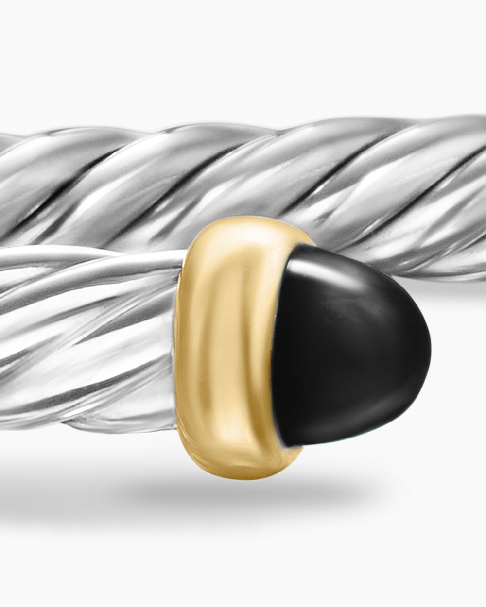 Womens Cable Flex Bracelet in Sterling Silver with 14K Yellow Gold, 4mm