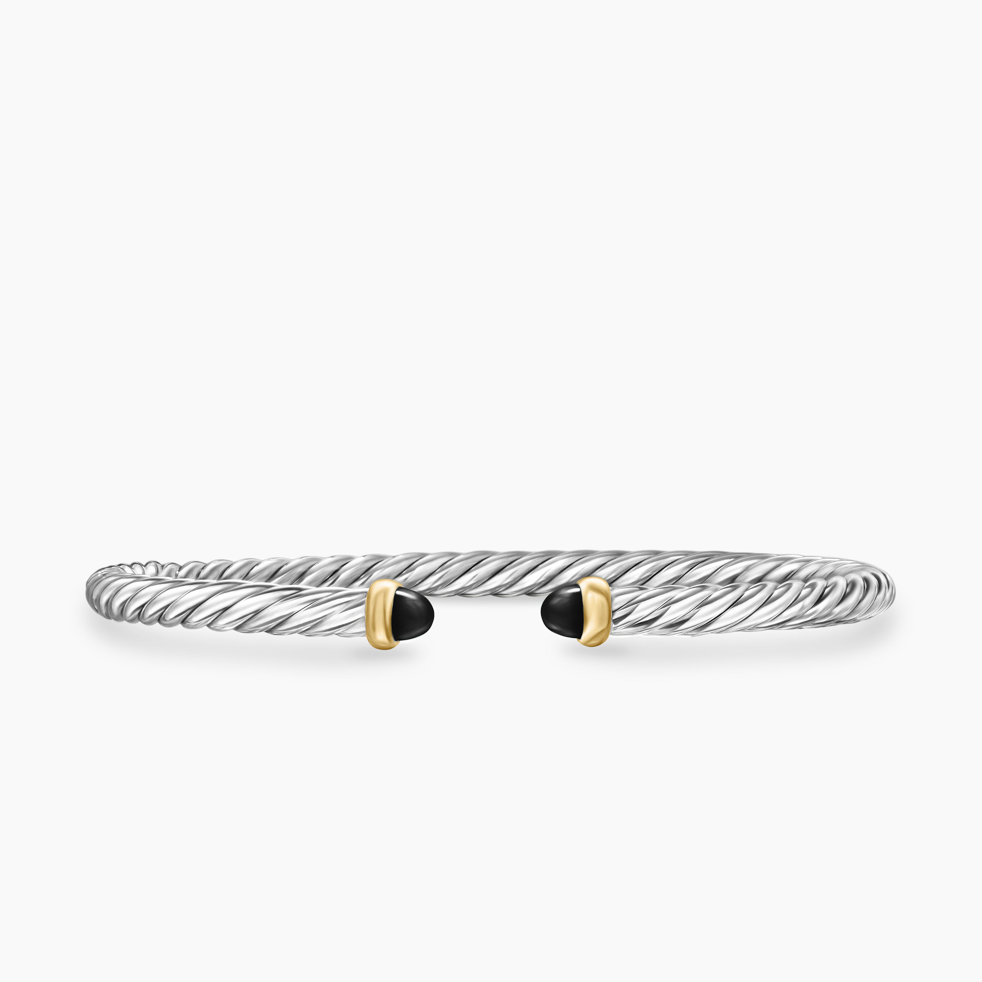 Bracelet Cable Flex en argent massif avec or jaune 14 carats, 4 mm femme 