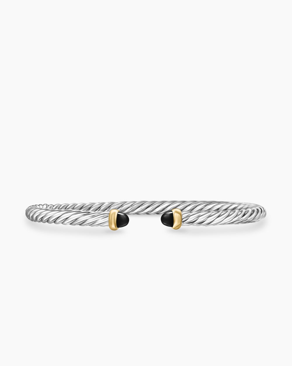 Womens Cable Flex Bracelet in Sterling Silver with 14K Yellow Gold, 4mm