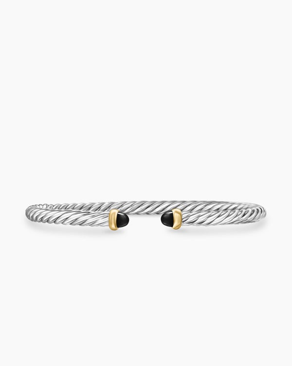 Bracelet Cable Flex en argent massif avec or jaune 14 carats, 4 mm