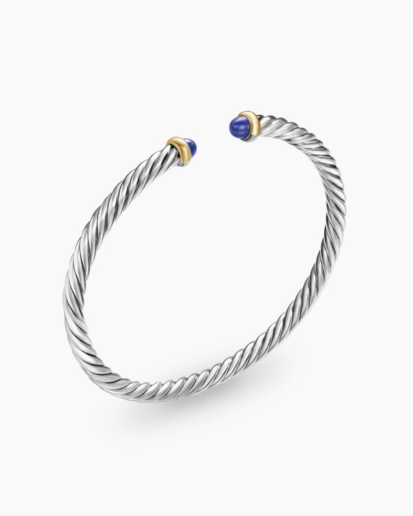 Bracelet Cable Flex en argent massif avec or jaune 14 carats, 4 mm