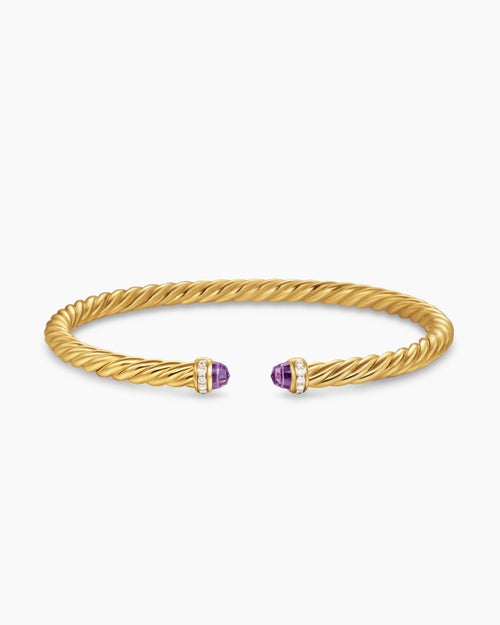 Womens Cablespira Flex Bracelet in 18ct Yellow Gold with Diamonds, 4mm