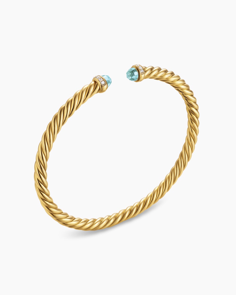 Womens Cablespira Flex Bracelet in 18K Yellow Gold with Diamonds, 4mm