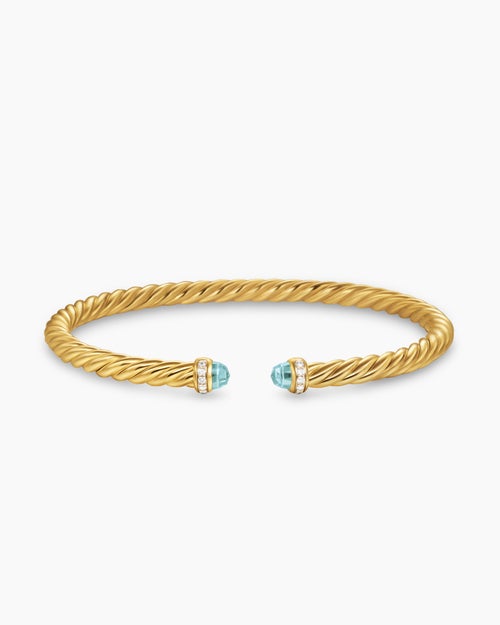 Womens Cablespira Flex Bracelet in 18ct Yellow Gold with Diamonds, 4mm