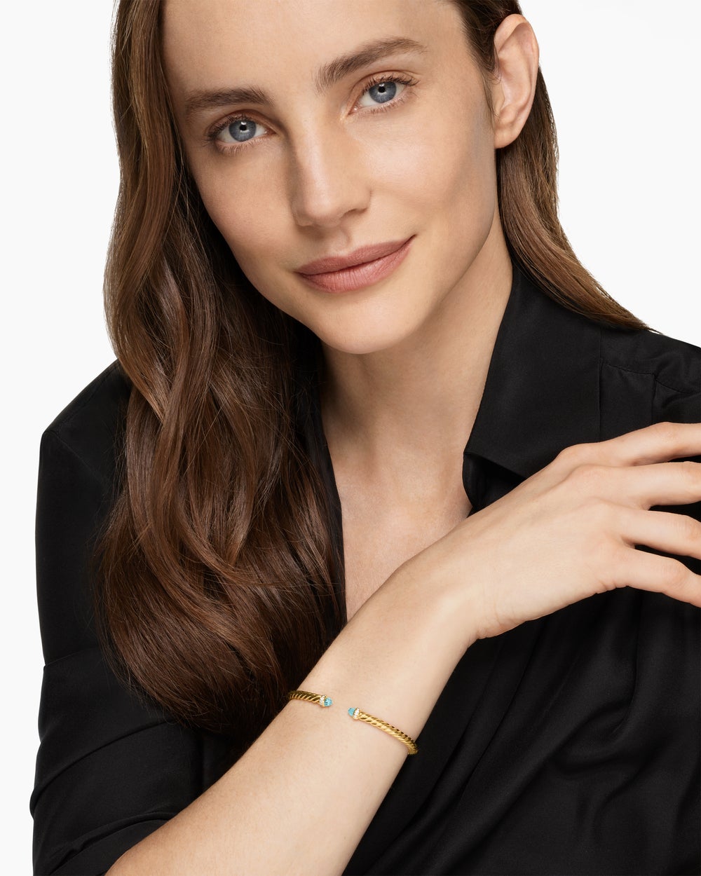Womens Cablespira Flex Bracelet in 18K Yellow Gold with Diamonds, 4mm