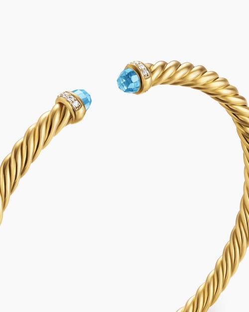 Womens Cablespira Flex Bracelet in 18ct Yellow Gold with Diamonds, 4mm