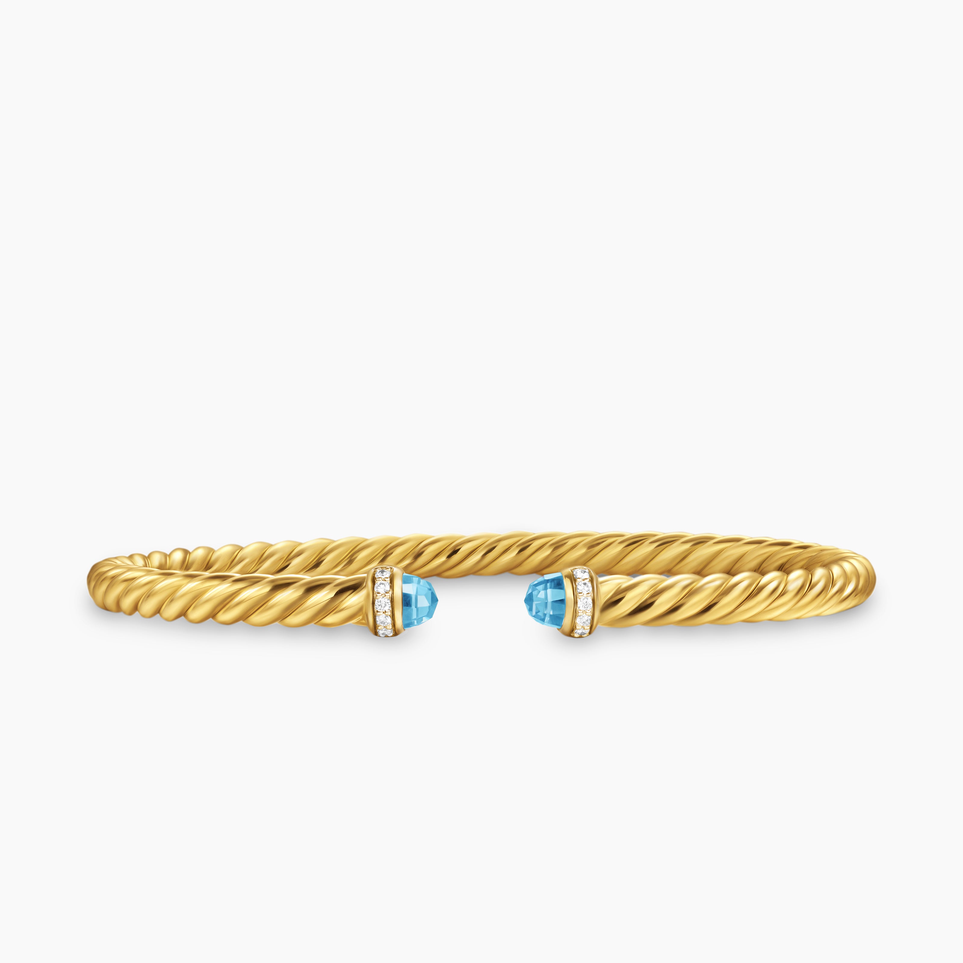 Womens Cablespira Flex Bracelet in 18K Yellow Gold with Diamonds, 4mm