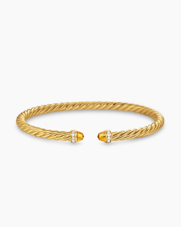 Cablespira Flex Bracelet in 18K Yellow Gold with Diamonds, 4mm