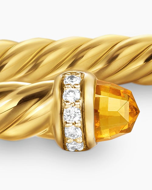 Womens Cablespira Flex Bracelet in 18K Yellow Gold with Diamonds, 4mm