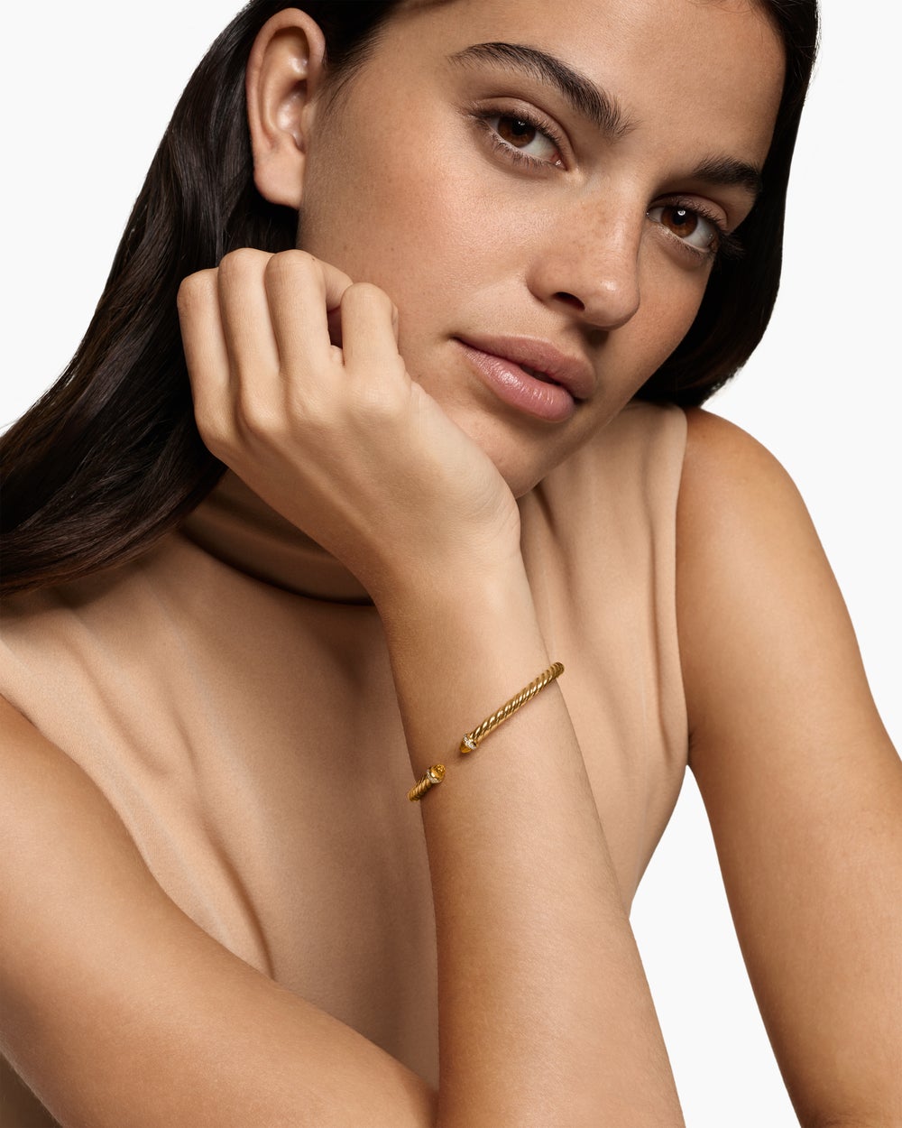 Womens Cablespira Flex Bracelet in 18K Yellow Gold with Diamonds, 4mm