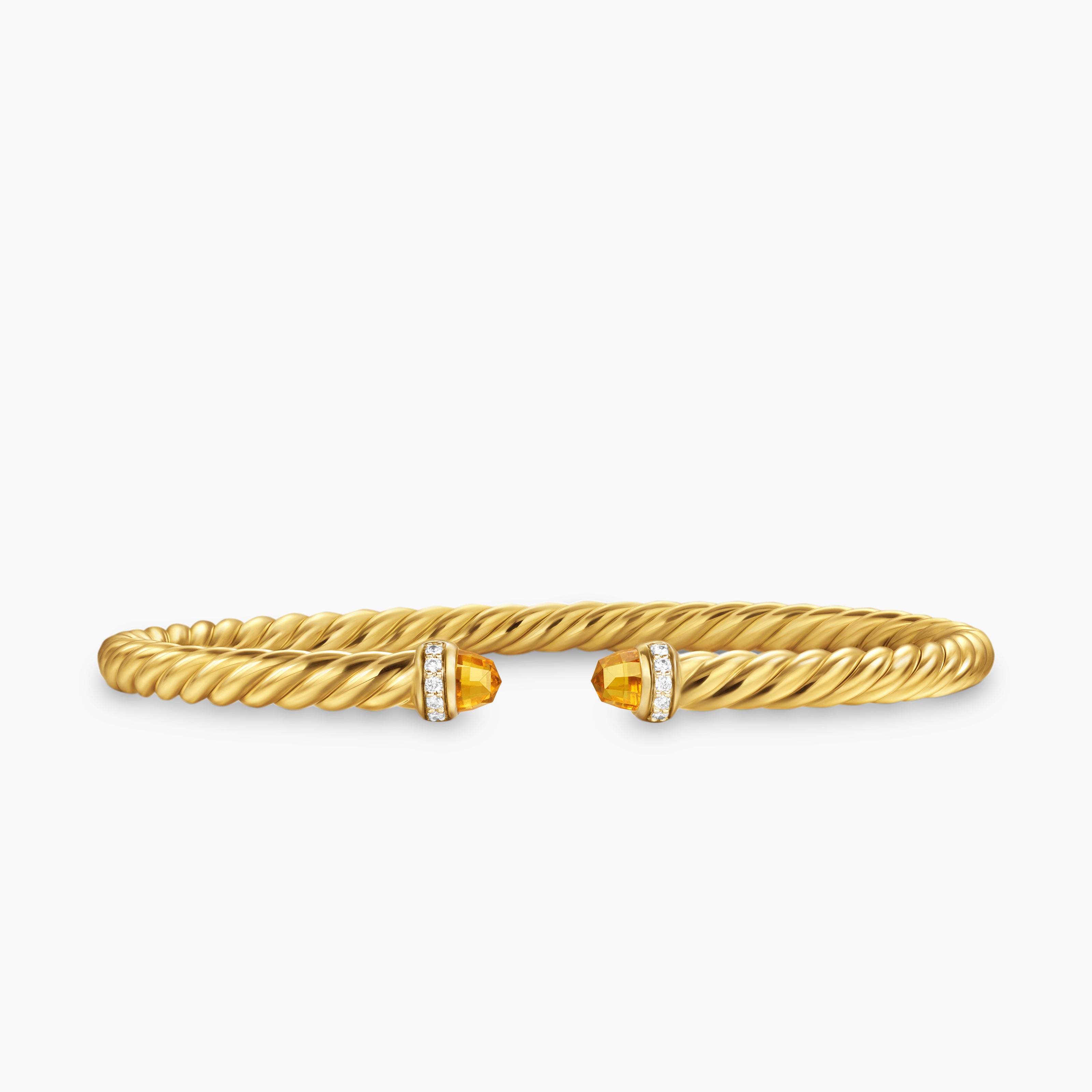 Womens Cablespira Flex Bracelet in 18K Yellow Gold with Diamonds, 4mm